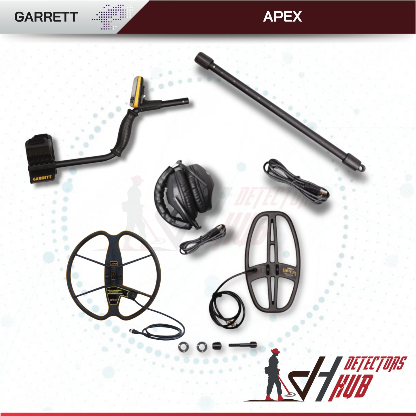 Garrett ACE Apex  WIth 13''x13" DETECH Coil Metal Detector With Z-Lynk Wireless Headphone