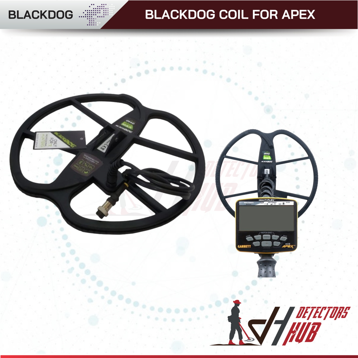 Blackdog Max Coil 13x13 Inch DD for Garrett Ace Apex Metal Detector