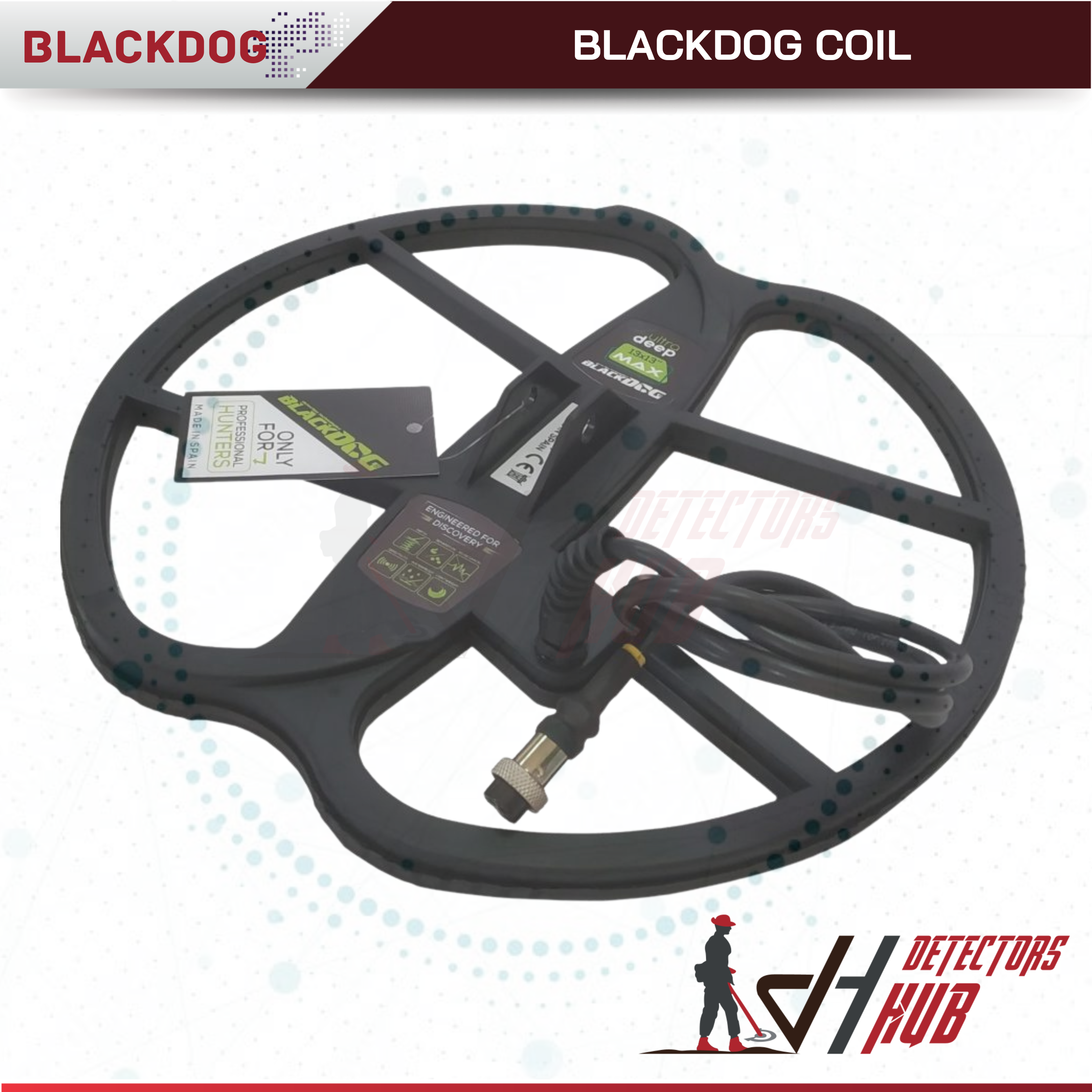 Blackdog Max Coil 13x13 Inch DD for Garrett Ace Apex Metal Detector