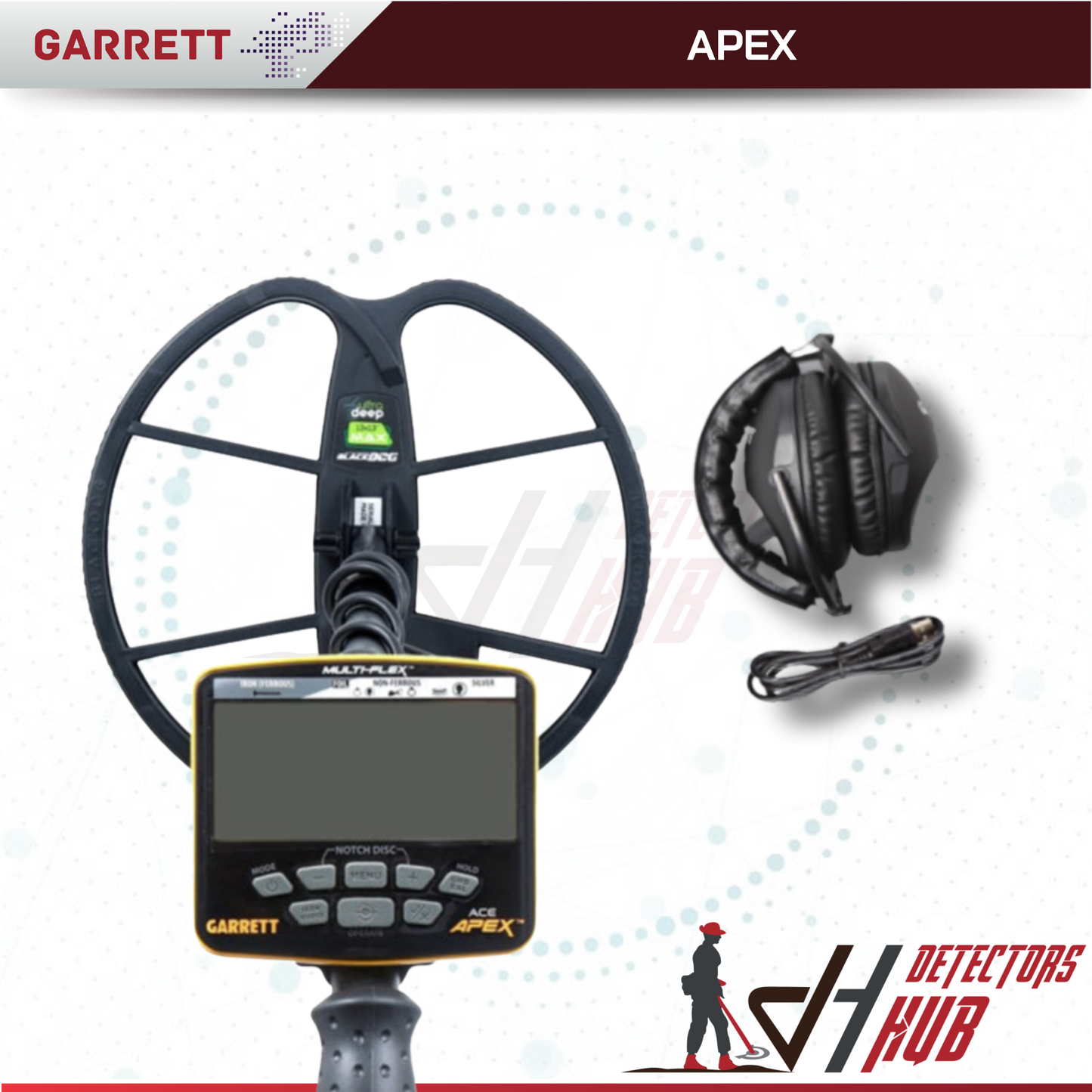 Garrett ACE Apex  WIth 13''x13" Blackdog Coil Metal Detector With Z-Lynk Wireless Headphone