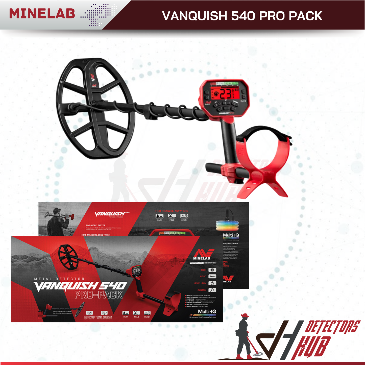 MINELAB Vanquish 540 Pro-Pack with 12" and 8" Search Coils Metal Detector