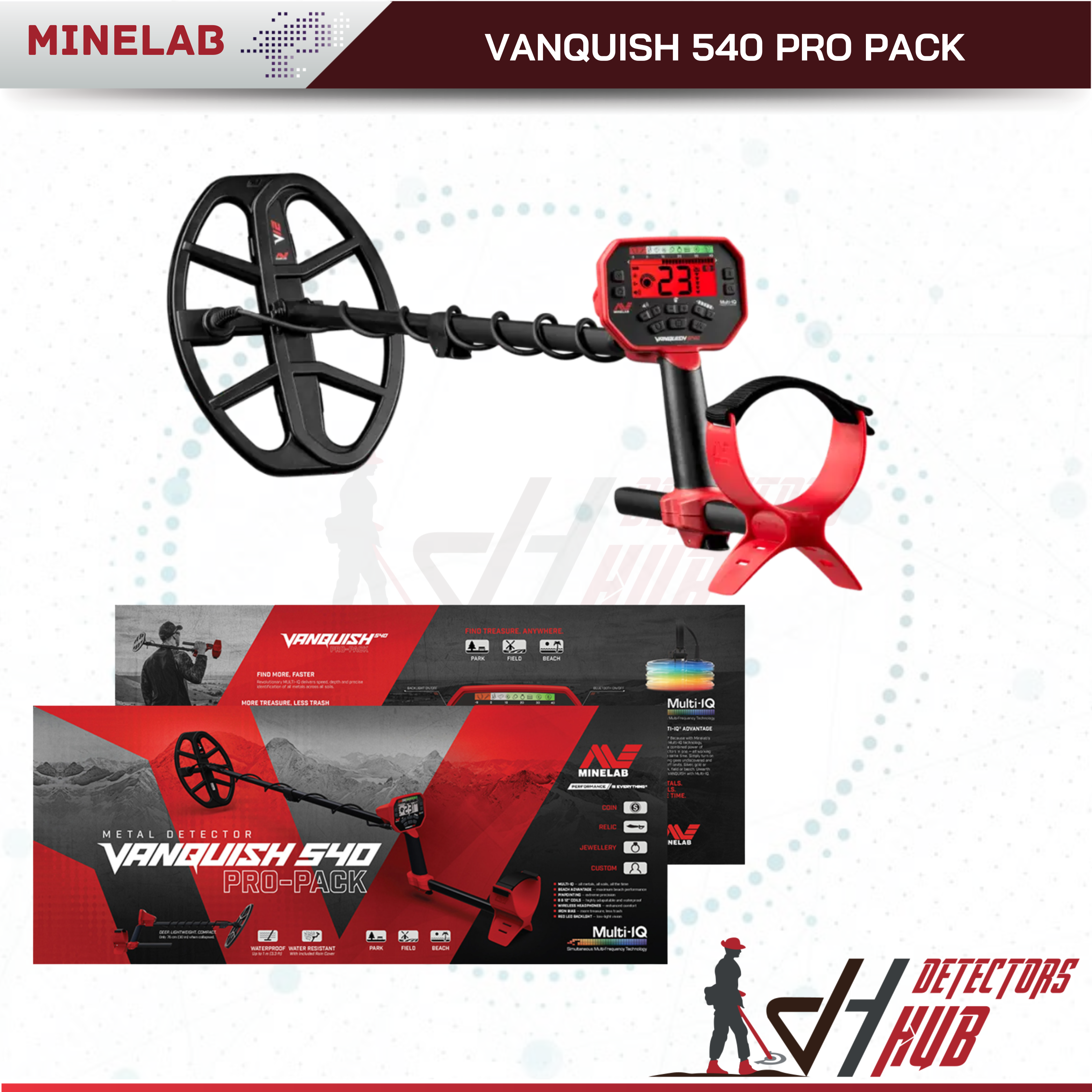 MINELAB Vanquish 540 Pro-Pack with 12" and 8" Search Coils Metal Detector