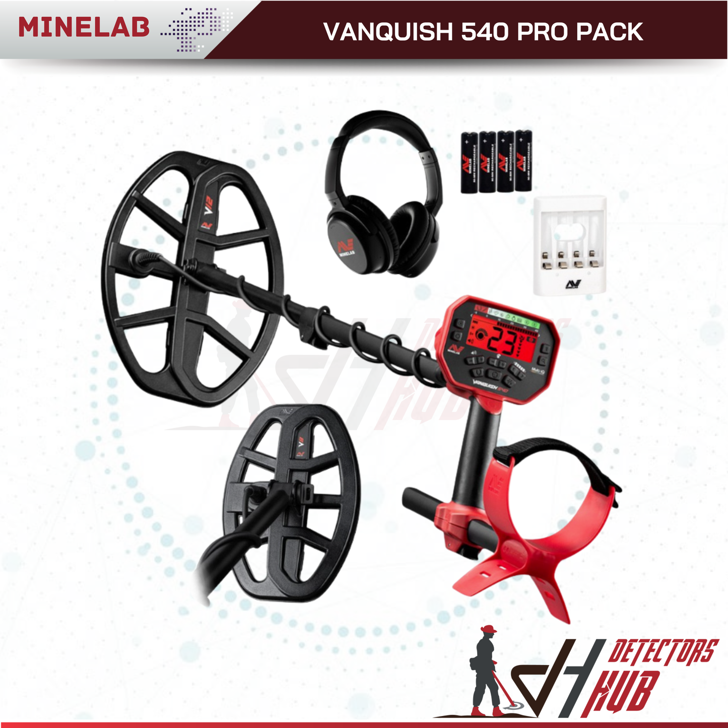MINELAB Vanquish 540 Pro-Pack with 12" and 8" Search Coils Metal Detector
